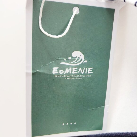 Striped Halter One-Piece Swimsuit Adjustable Straps Size XL Eomenie Black White - Picture 5 of 13